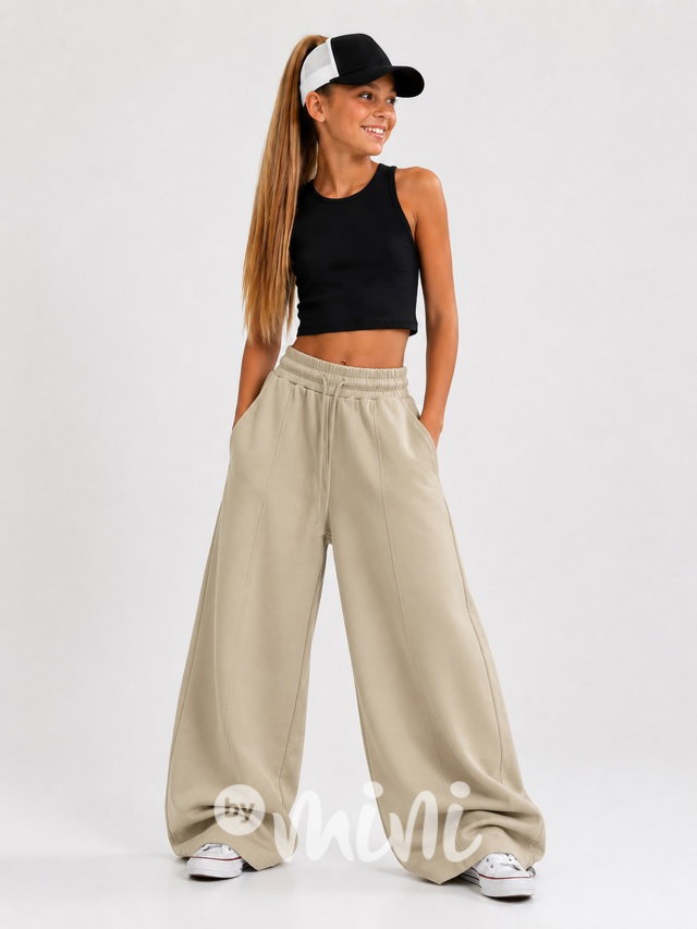 Sand beige barrel baggy teen tepláky