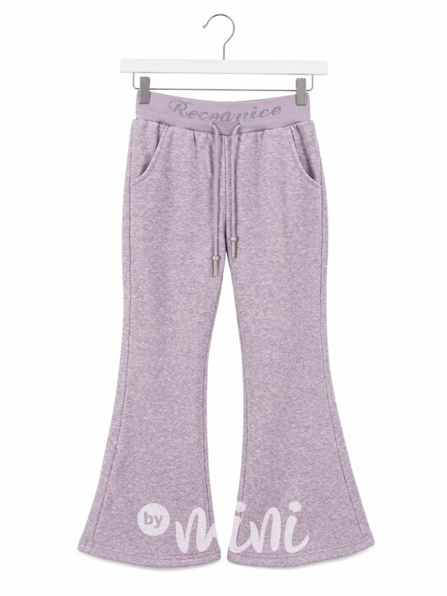 Lila melange zvonové tepláky s kamínky
