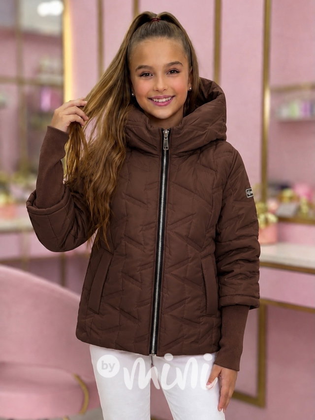 PREMIUM podzimní bunda s dlouhými náplety CHOCOLATE