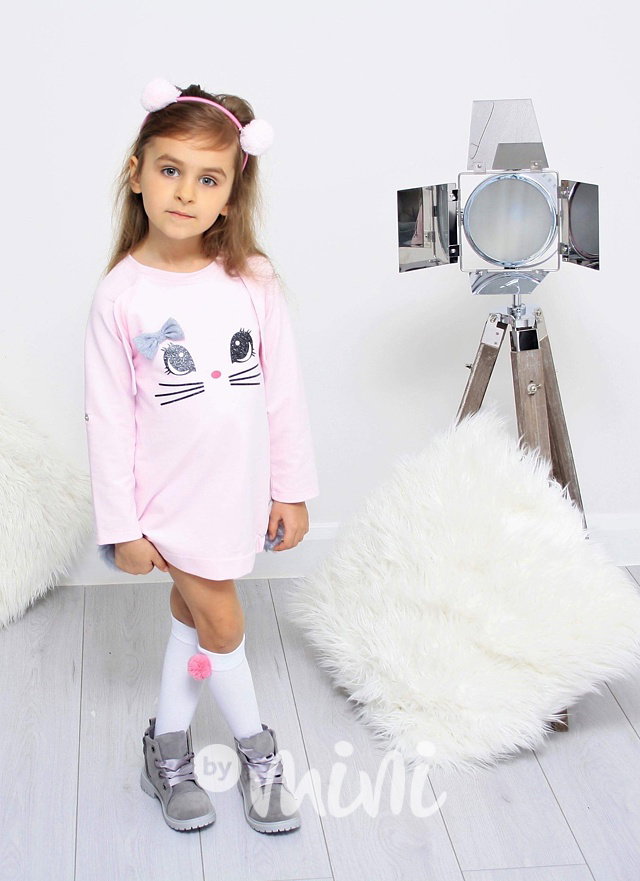 Bílé podkolenky s pink bambulkou
