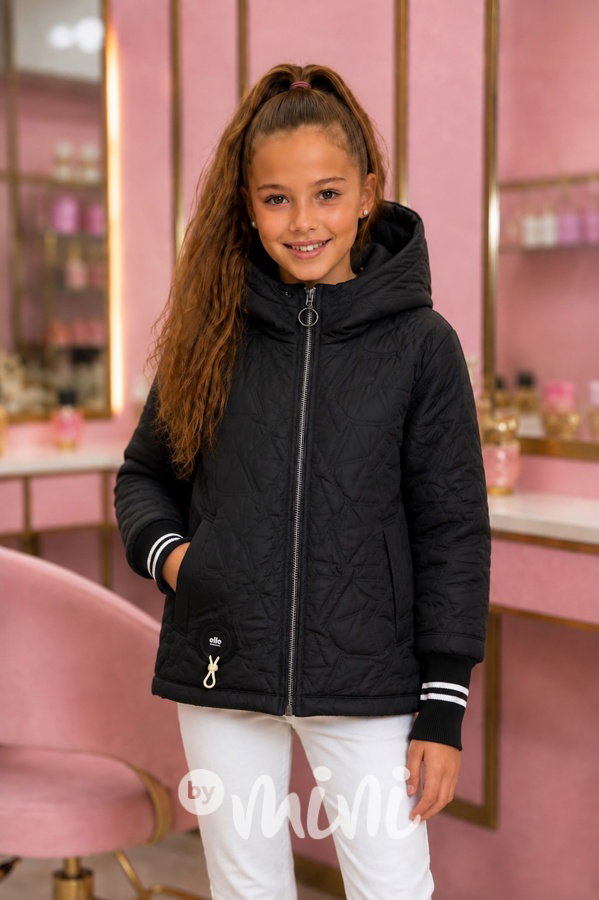 PREMIUM FASHION bunda s dlouhými náplety BLACK