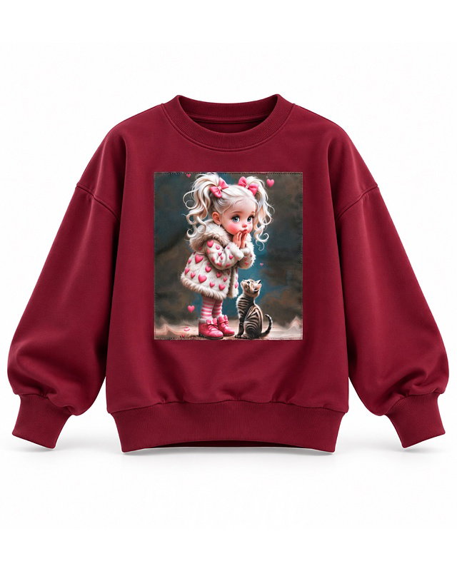 Kitty premium mikina s kamínky bordo