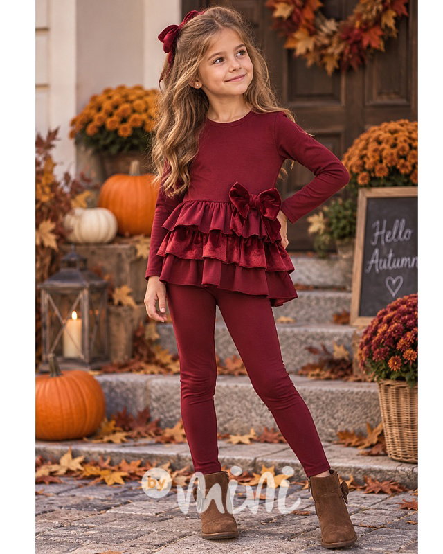 Velvet bow set bordo