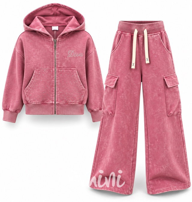 Soft cotton denim teenage souprava DIVA rose pink