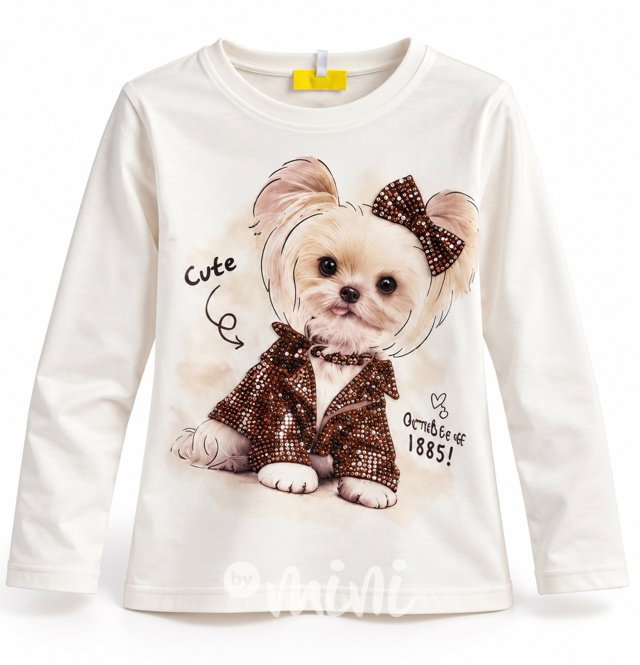 Podzimní triko s dlouhým rukávem CUTE s kamínky