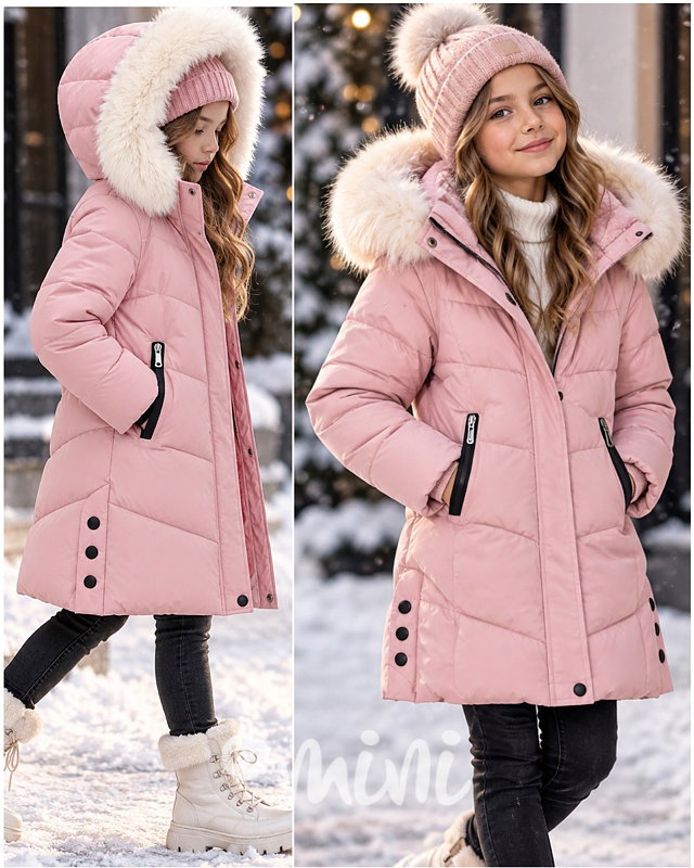 Zimní kožíškový kabát PINK