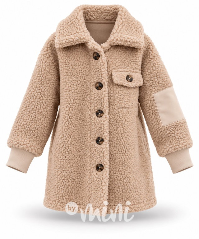 Beránkový fashion kabátek beige