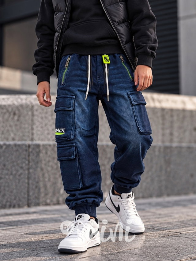 Super thermo soft denim kapsáče blue/green
