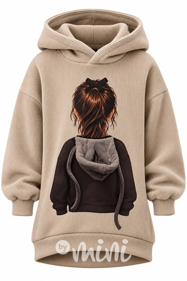 Podzimní mikinová hoodie tunika GIRL béžová