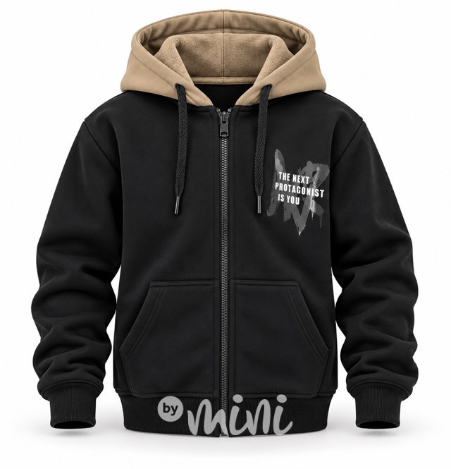 Zateplená mikina black/beige