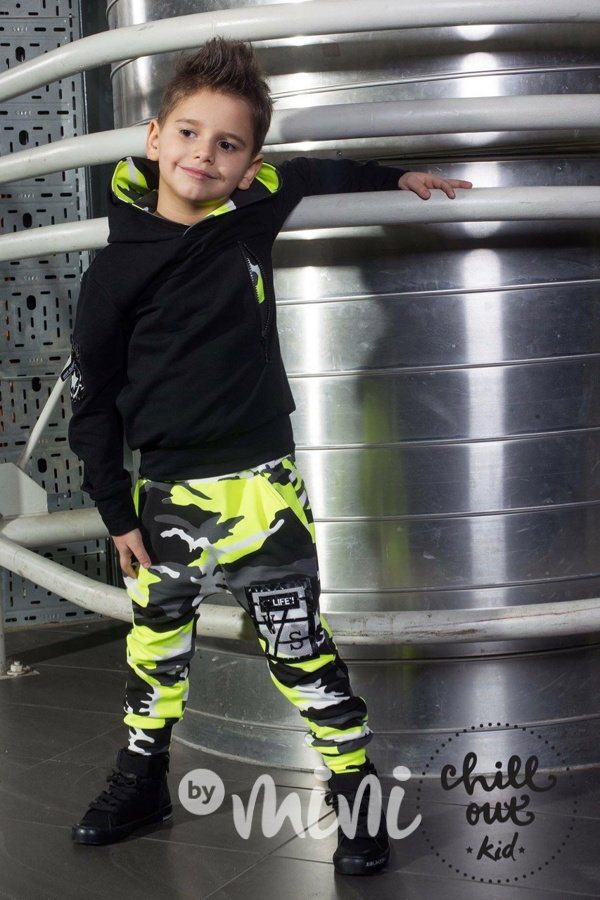 Neon army baggy tepláčky