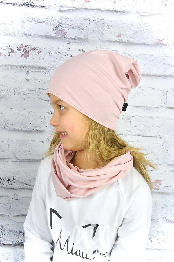 Spadlá houmles čepka s nákrčníkem old pink