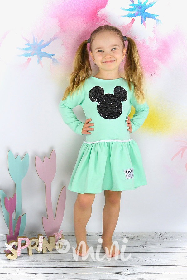 Mickey dress s přetáčecími flitry mint