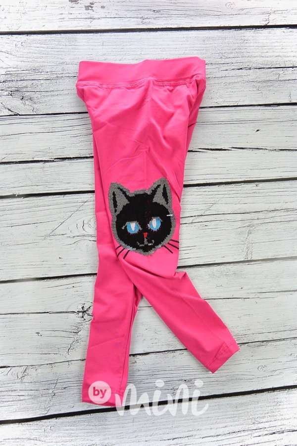 Legíny s přetáčecími flitry pink cat