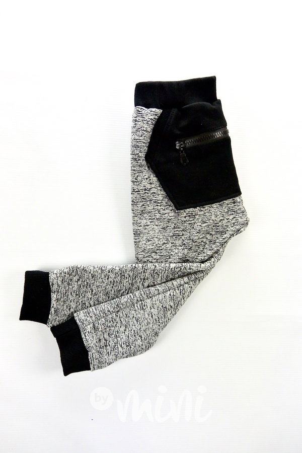 Grey melange baggy tepláčky se zipem