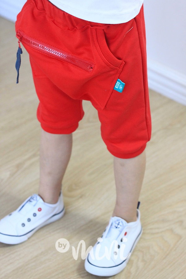 Red baggy shorts zip
