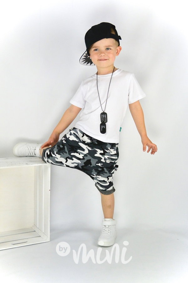 Baggy kraťasy black/white army
