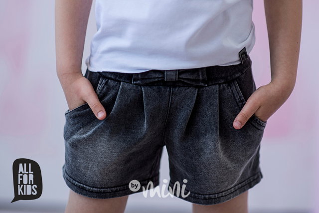 Dark jeans kraťásky s mašlí
