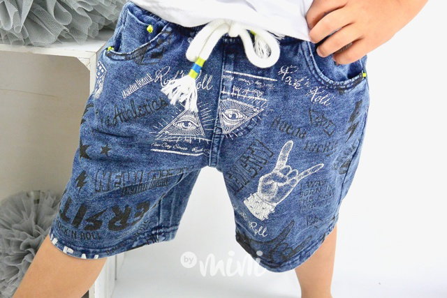 Printed jeans shorts