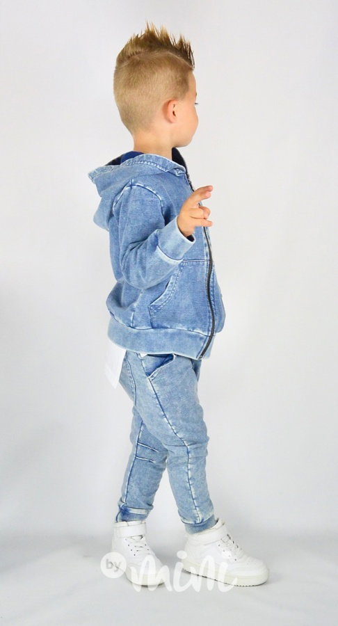 Jeans mikina s kapucí
