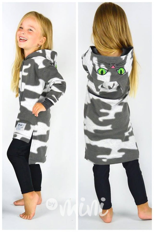 Kitty atypická army mikina s kapucí GREY