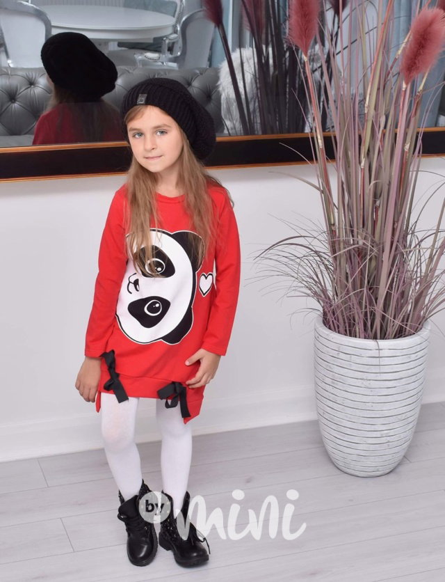 Tunika PANDA s mašličkami červená