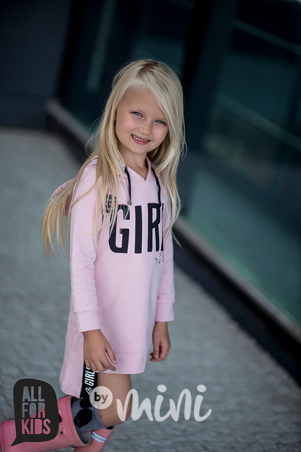 GIRL hoodie dress pink