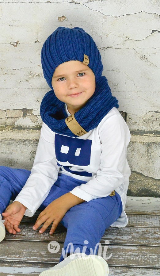 Vlněná houmleska s nákrčníkem modrá