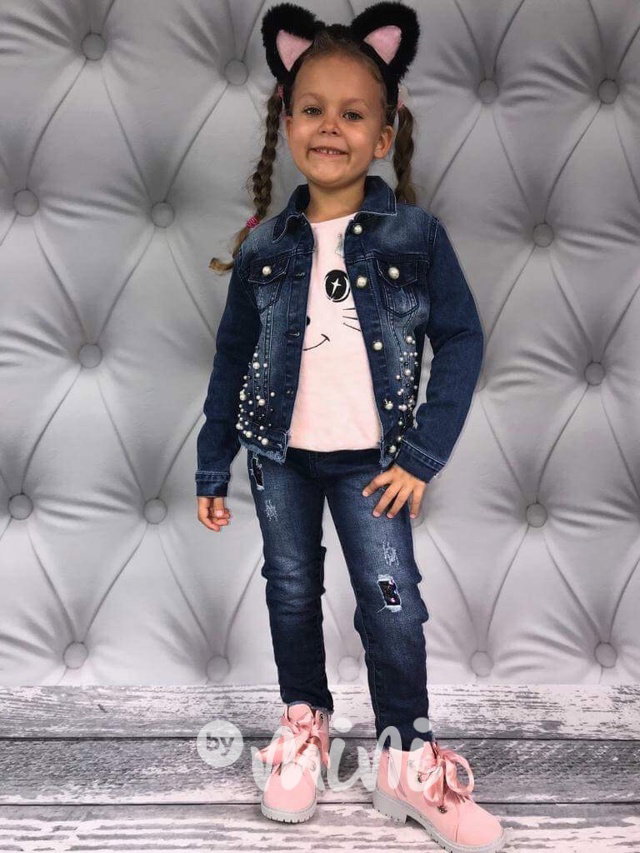 Jeans bunda s perličkami
