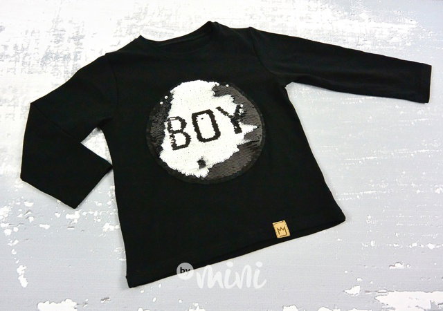 BOY chlapecké černé longsleeve triko s flitry