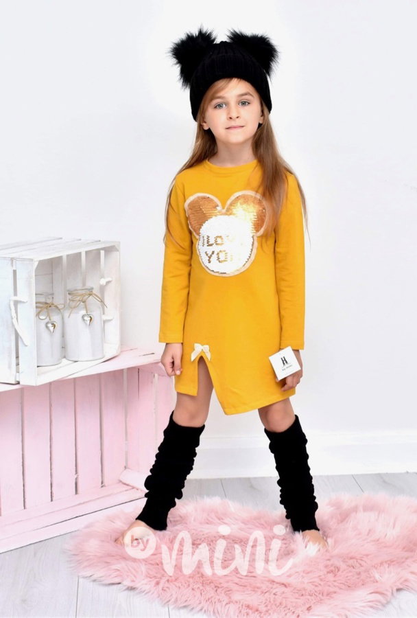Mustard tunika s flitry