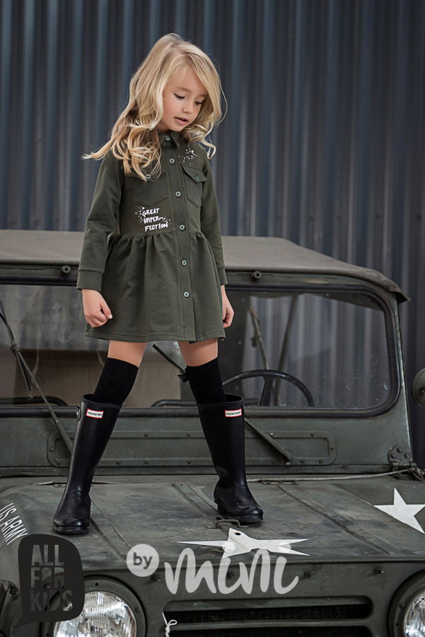 Military collection - košilové šaty khaki