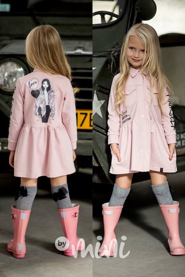 Military collection - košilové šaty pink