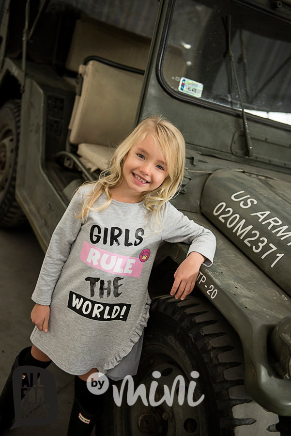 Girls rule the world tunika šedá