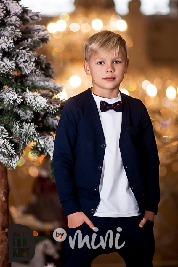 Modrý bavlněný svetřík na knoflíky