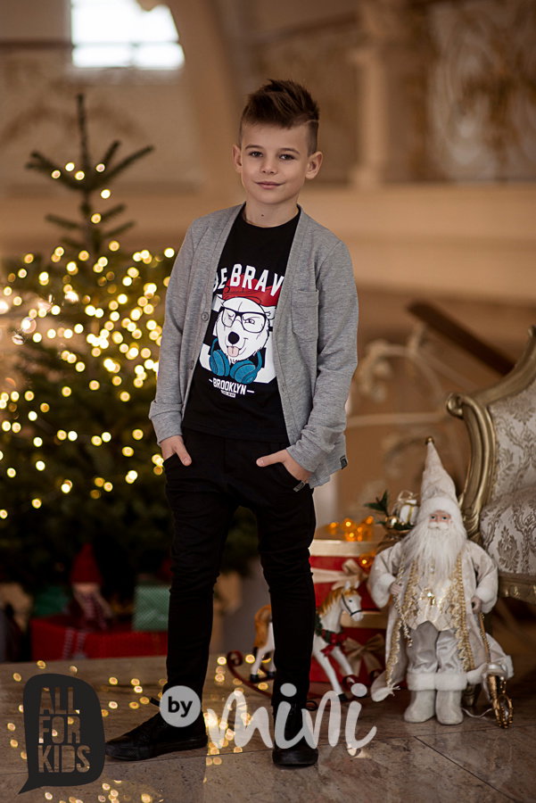 Šedý bavlněný svetřík na knoflíky