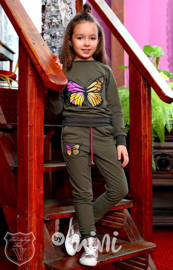 Designová dívčí souprava khaki