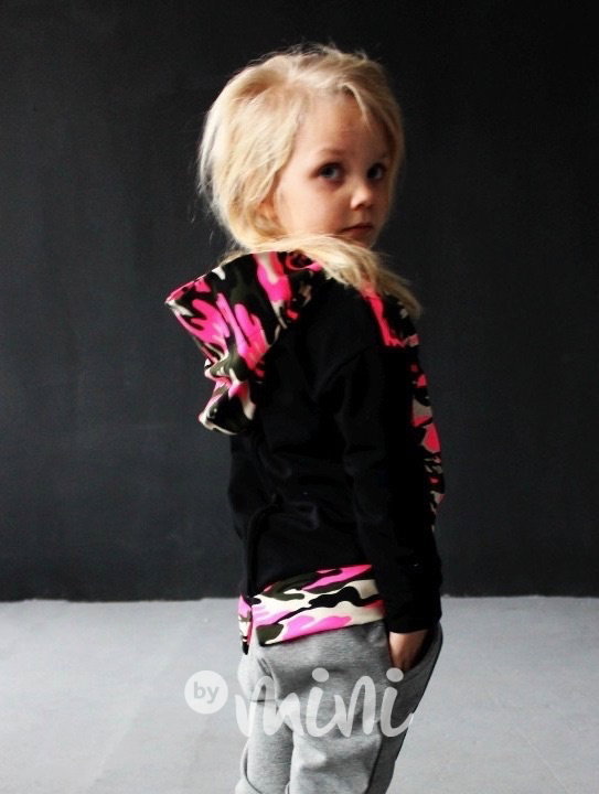 Neon pink army mikina