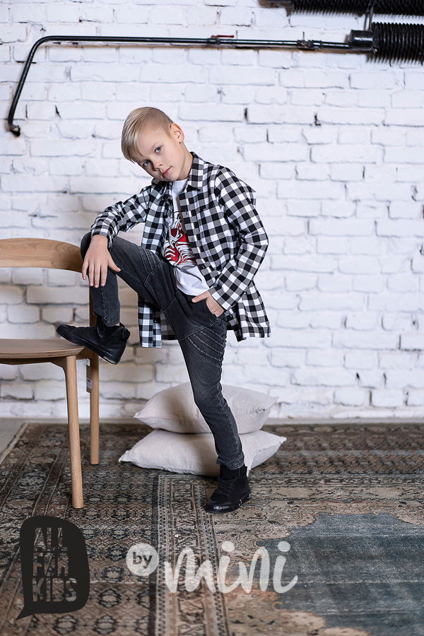 Chlapecká kostkovaná košile black/white