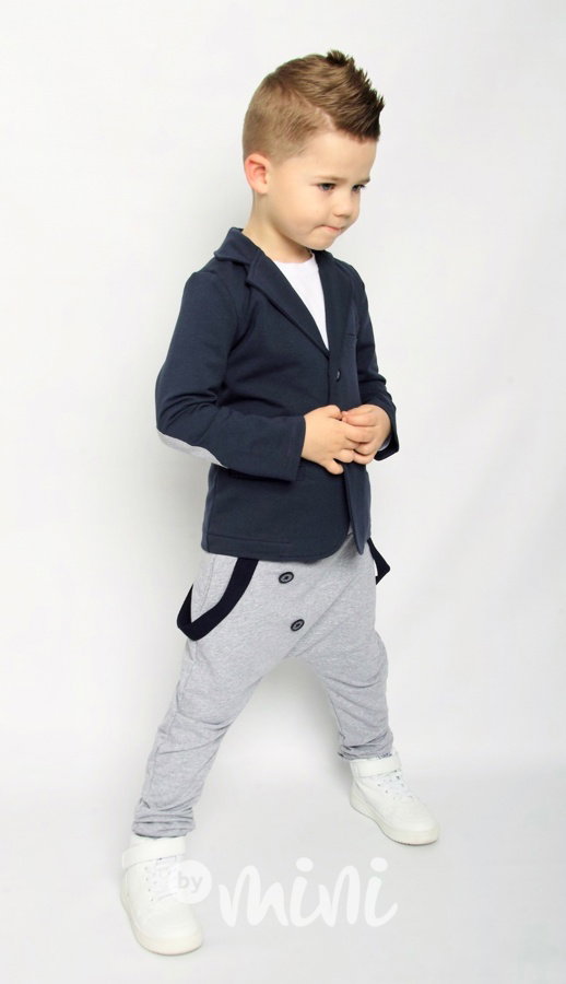 Šedé chlapecké baggy s kšandami