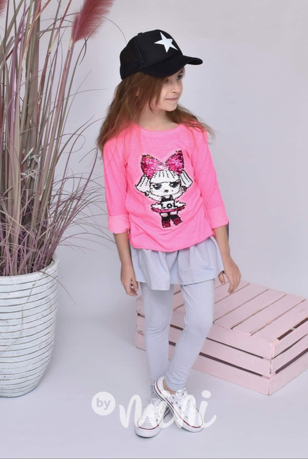 Neon pink blůzka s flitr LOL