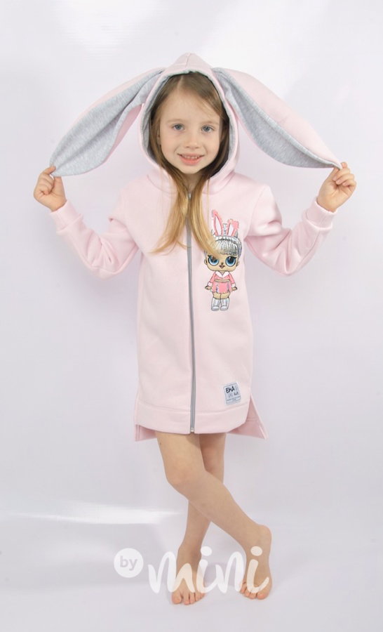 Bunny LOL long mikina růžová