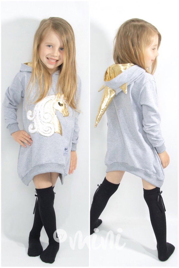 Unicorn gold asymetrická mikina šedá