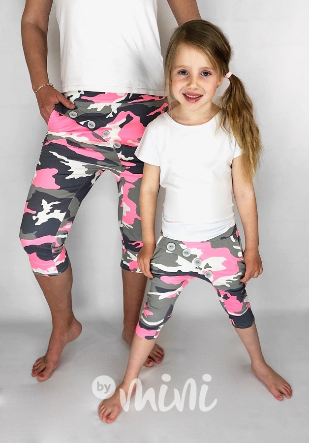 Summer pink army baggy shorts - set matka dcera