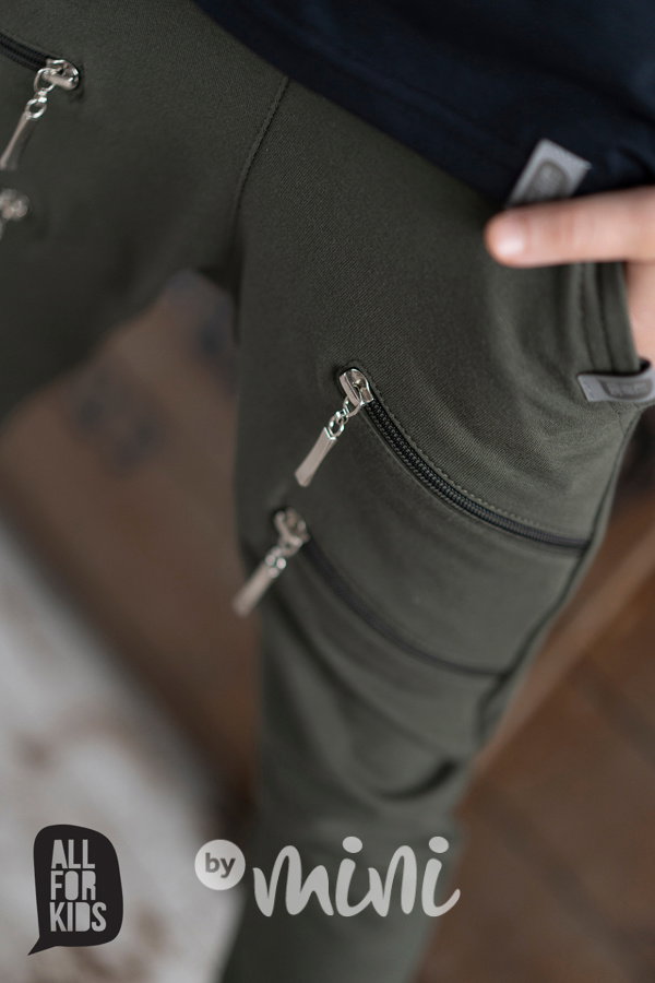 Khaki zipper tepláky