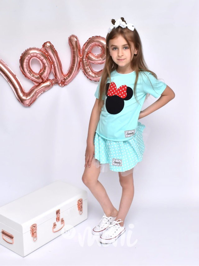 Minnie set mentol - tylová sukně a triko