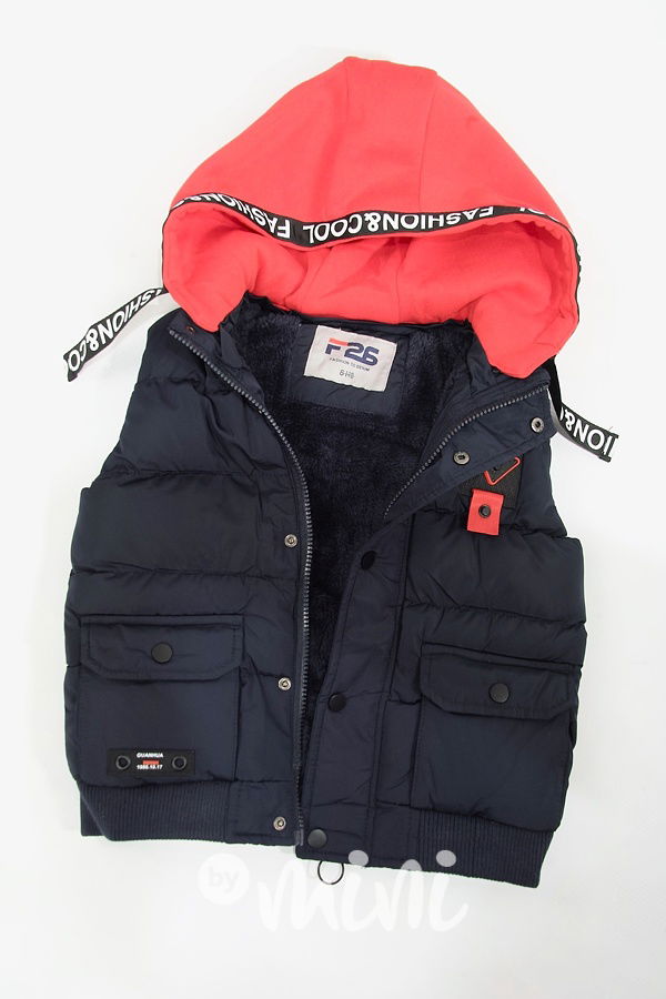 SUPER chlapecká vesta s kapucí modrá