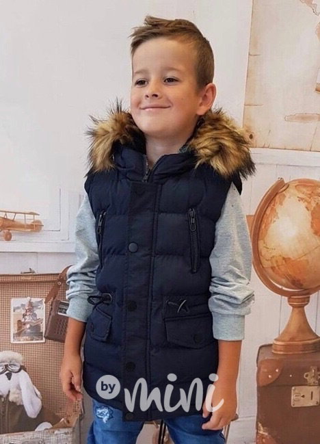 Chlapecká podzimní vesta s kapucí