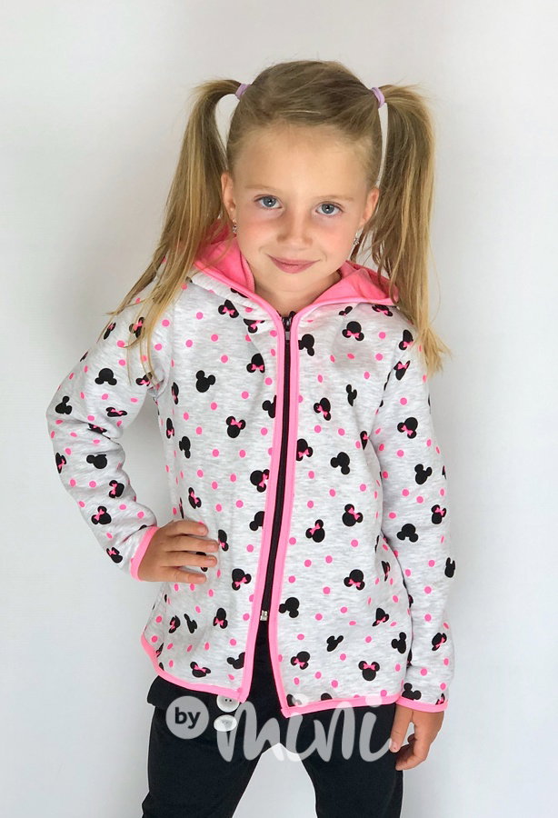 Neon/Grey zateplená dívčí mikina Minnie