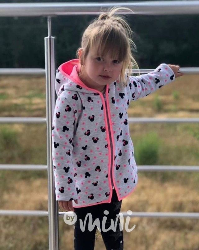 Neon/Grey zateplená dívčí mikina Minnie